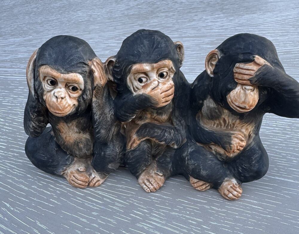 Vintage "Three Wise Monkeys" Hear, See, & Speak No Evil Chimp Figurine Decor